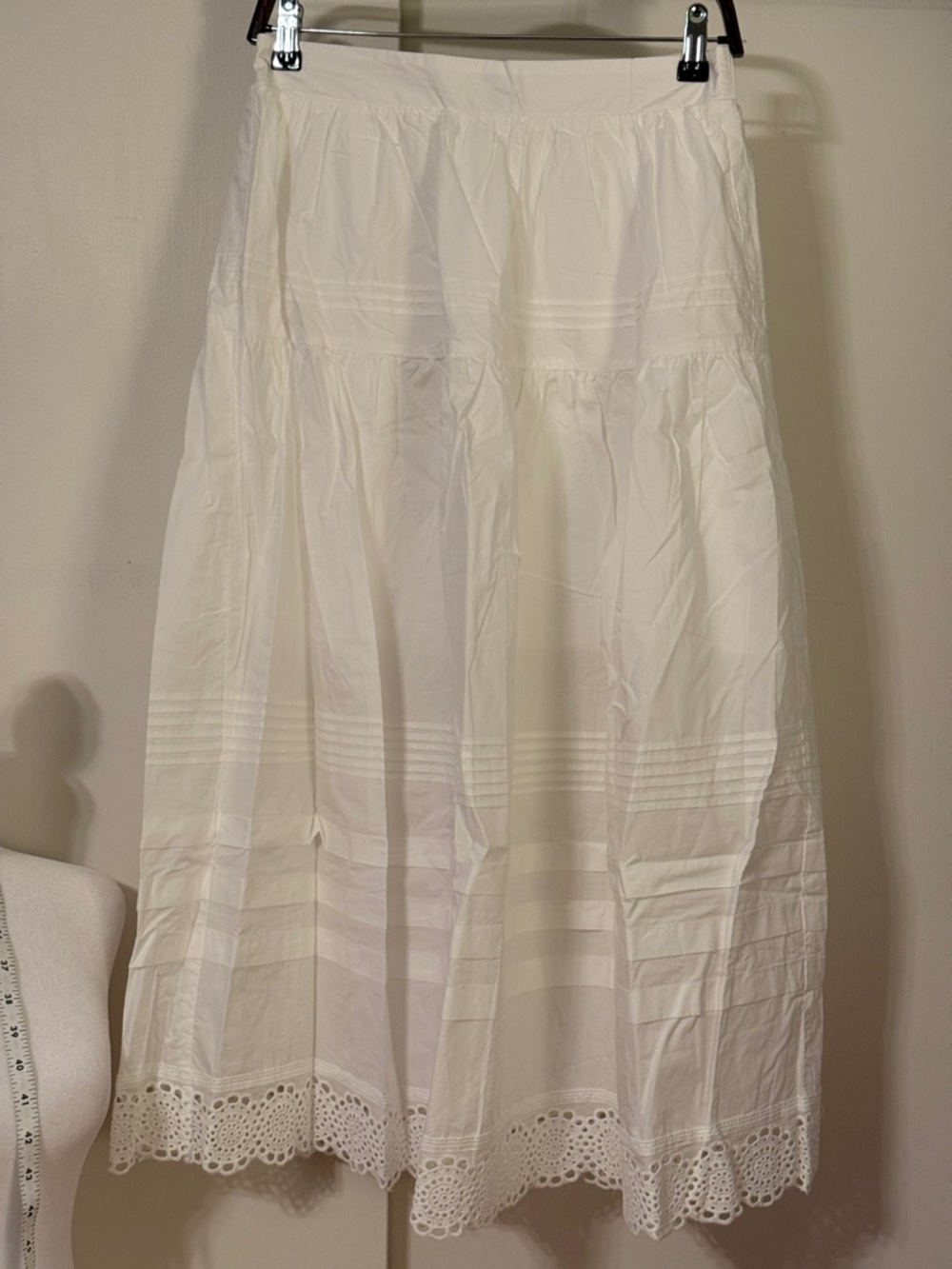 Lily White Cotton Maxi A-Line Skirt with Eyelet Hem - Picture 3 of 14